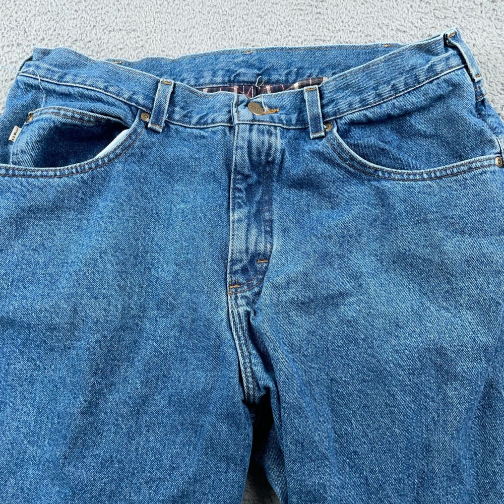VTG LL Bean Jeans Mens 38x32 Blue Flannel Lined Denim Straight Leg Outdoor Pants